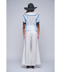 Wide pure linen trousers