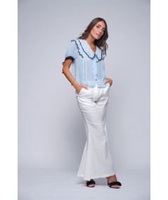 Wide pure linen trousers