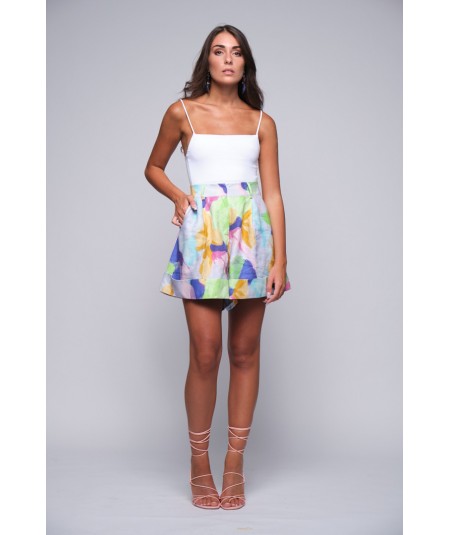 Shorts in lino stampato