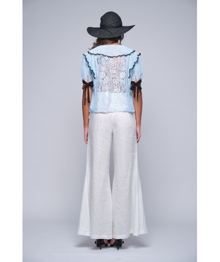 Blusa con pizzo e ricamo 2