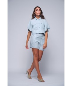 Complete with shorts and cropped jacket