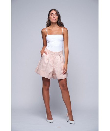 Shorts in lino con tasche
