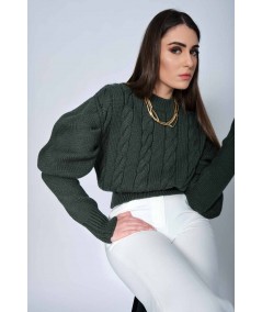 Wool sweater with puff sleeves