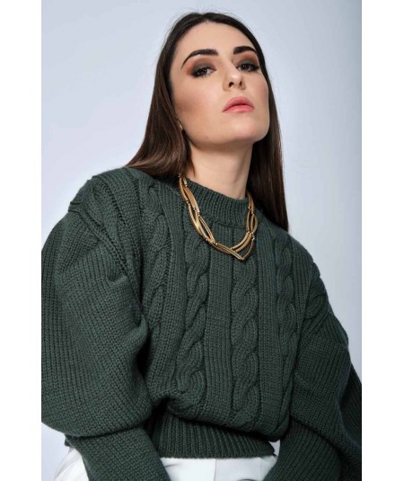 Wool sweater with puff sleeves 2