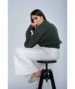 Wool sweater with puff sleeves