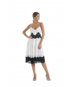 Midi dress with lace insert