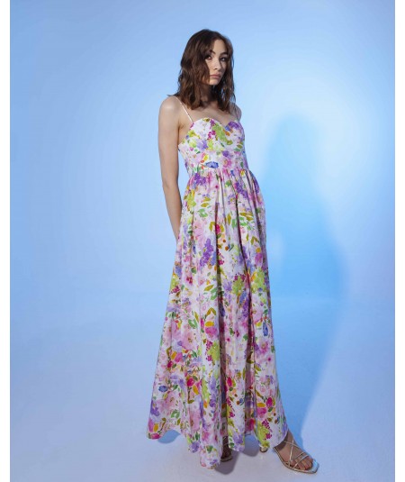 Abito lungo fantasia floreale
