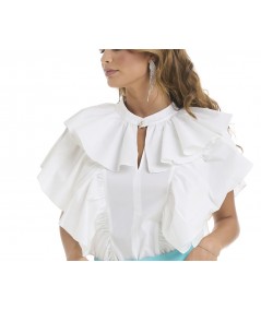 Cotton blouse with rouches