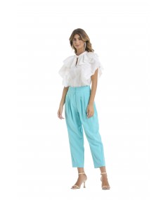 Blusa in cotone con rouches