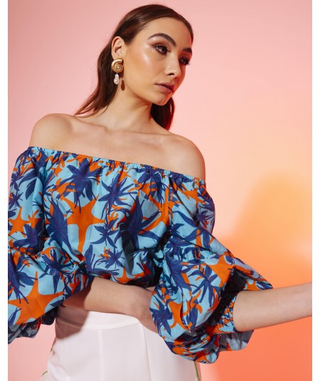 Blusa in misto seta stampata
