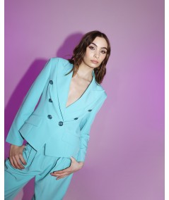 Double-breasted suit with jewel buttons
