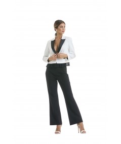 Giacca con revers a contrasto e pizzo