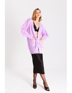 Cardigan con piume e tasche 2