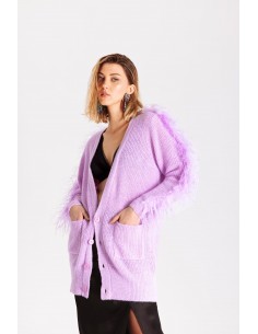 Cardigan con piume e tasche