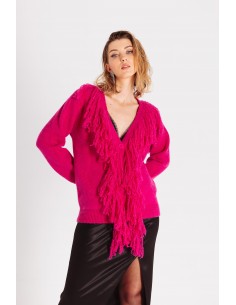 Cardigan with fringes along the front