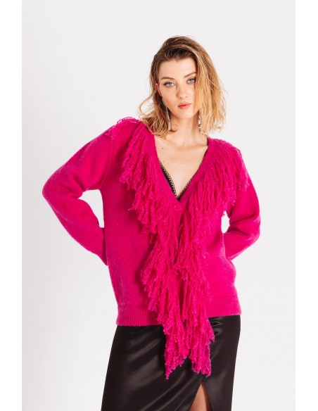 Cardigan con frange lungo il davanti
