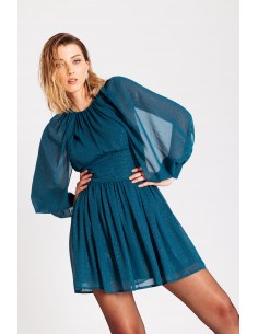 Dress with lurex and open sleeves