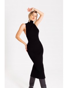Long knitted dress with high neck 2