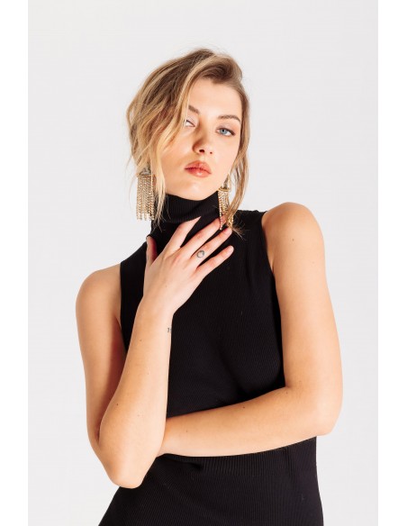 Abito lungo in maglia a collo alto