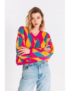 Maglione a rombi multicolore 2