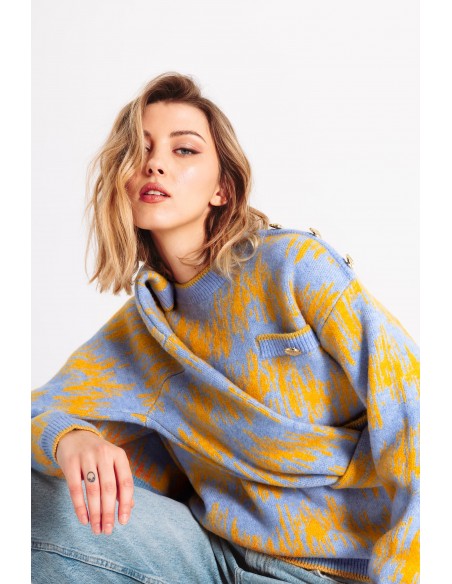 Maglia girocollo con bottoni oro