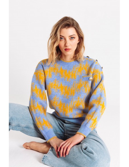 Maglia girocollo con bottoni oro
