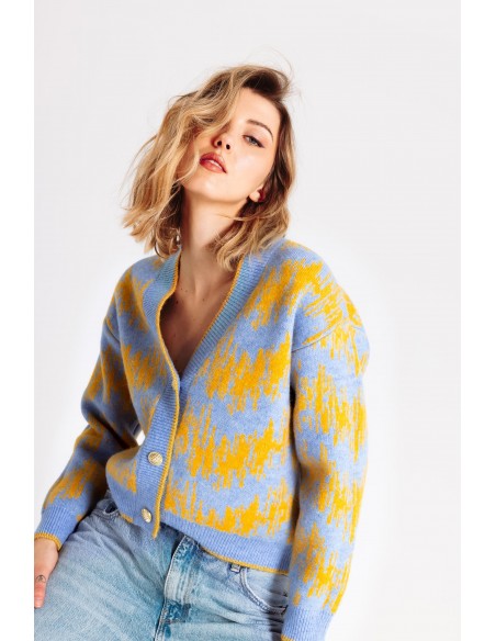 Cardigan corto con bottoni in oro