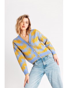 Cardigan corto con bottoni in oro
